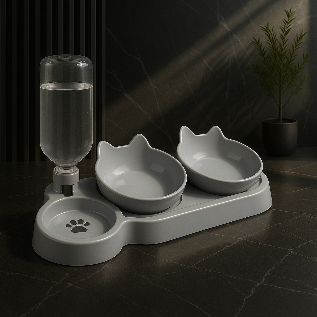 3-in-1 Cat Bowl with Automatic Water Dispenser