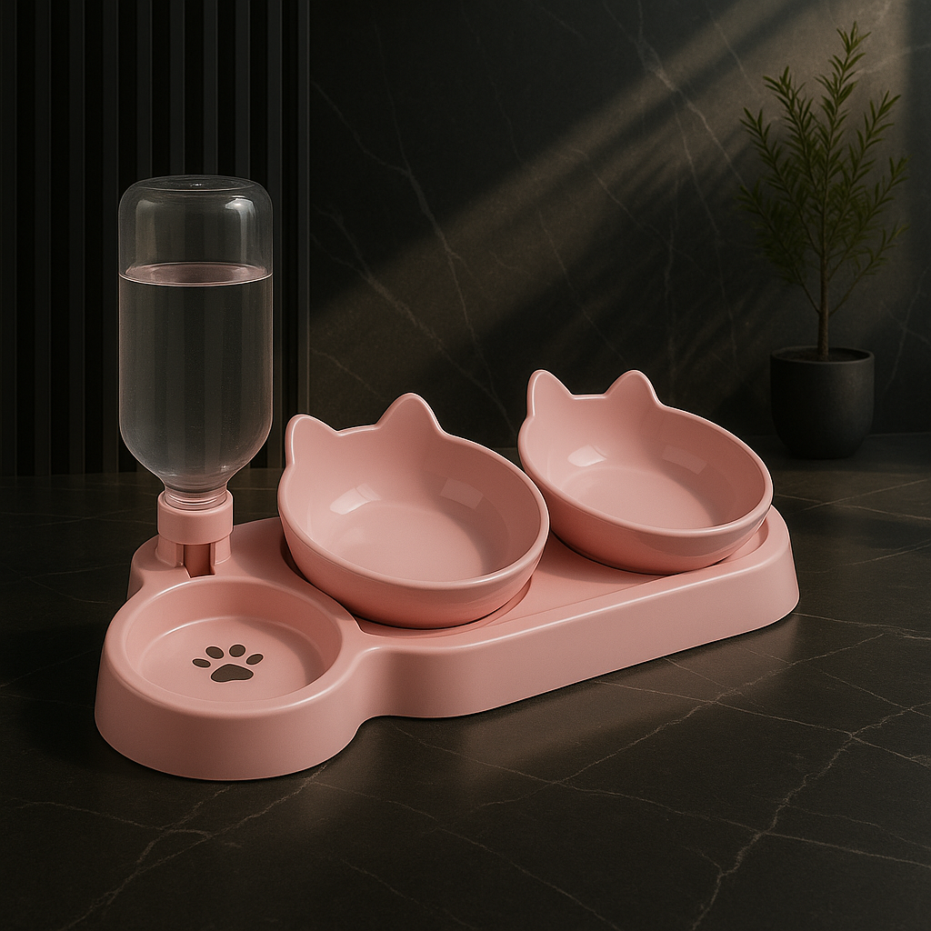 3-in-1 Cat Bowl with Automatic Water Dispenser