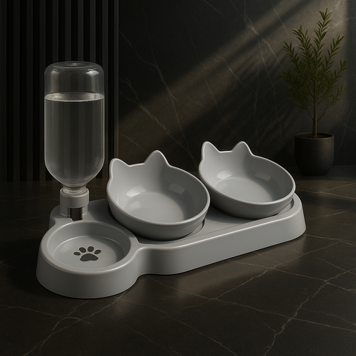 3-in-1 Cat Bowl with Automatic Water Dispenser