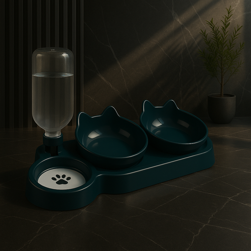 3-in-1 Cat Bowl with Automatic Water Dispenser