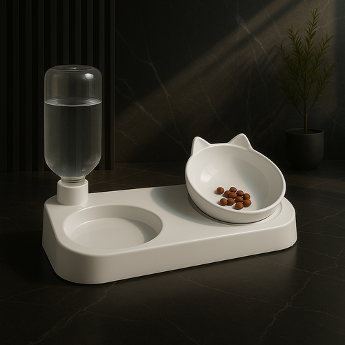 2-in-1 Cat Bowl with Automatic Water Dispenser