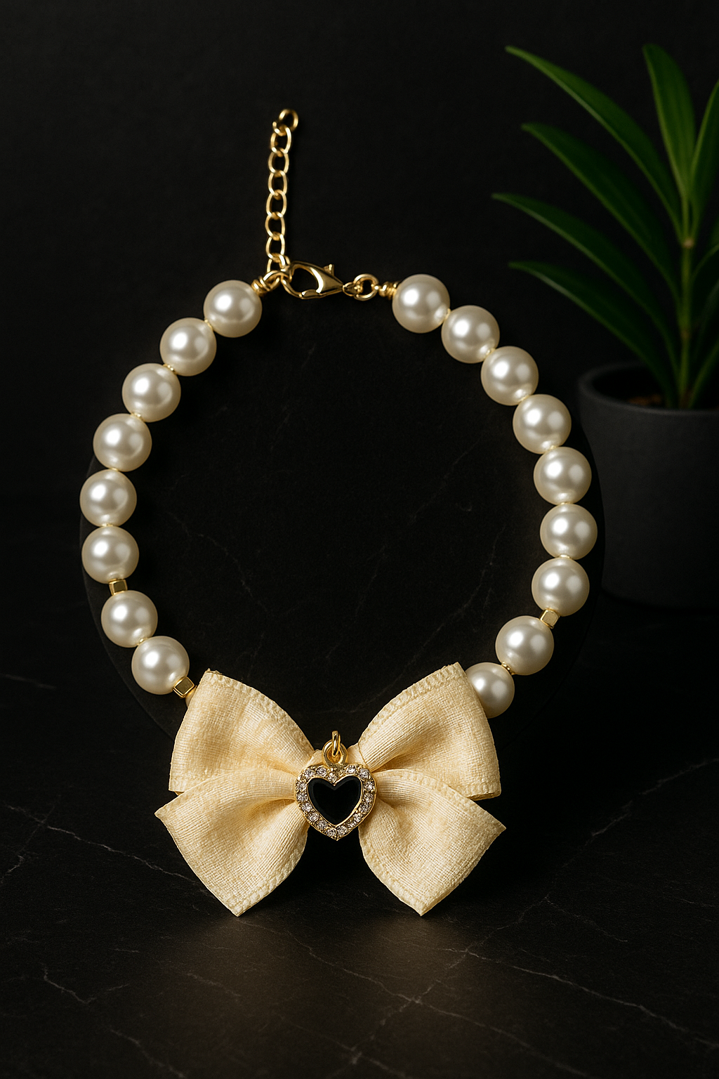 Pearl Charm Bow Collar